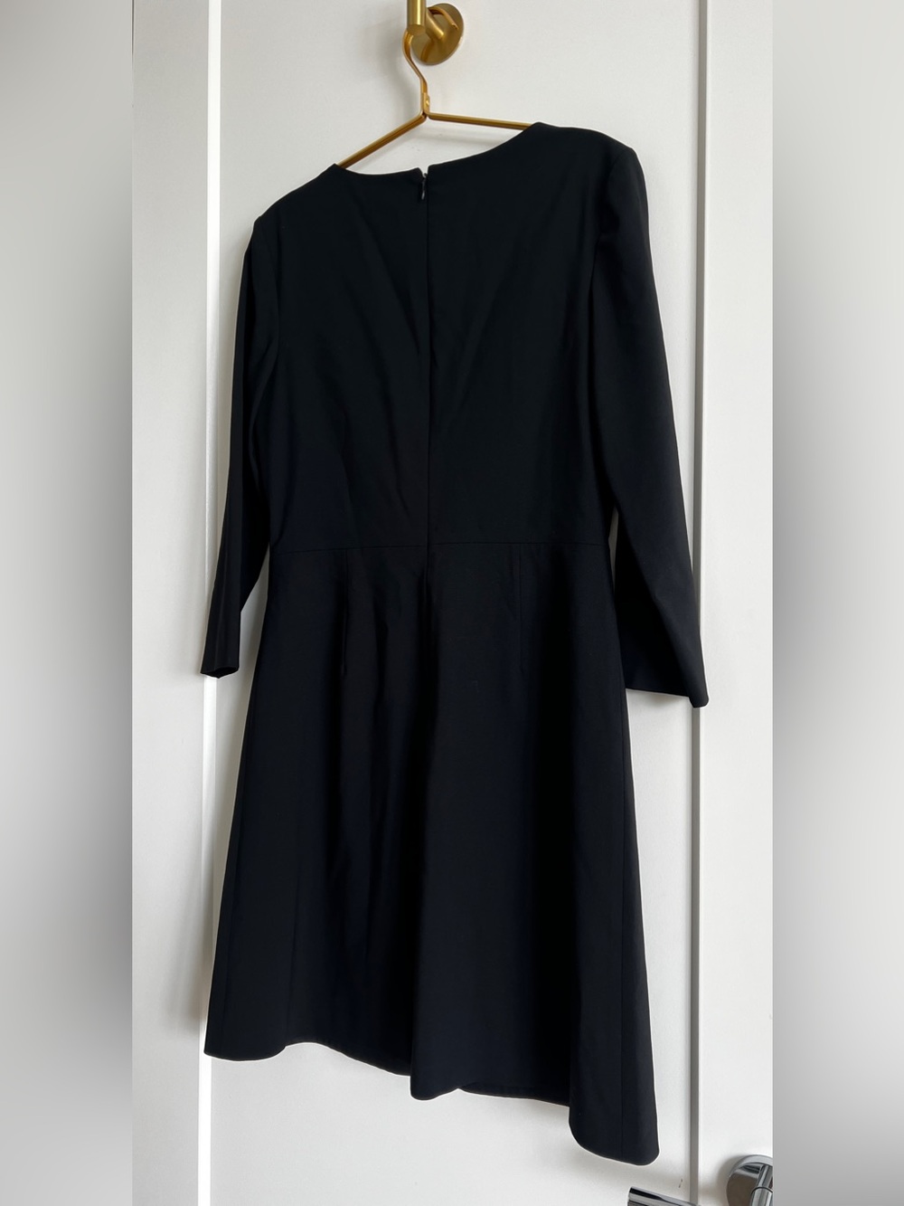 Theory Varetta Black Stretch Wool Sheath Dress Size 8 3/4 Sleeve Career Office - Picture 12 of 15